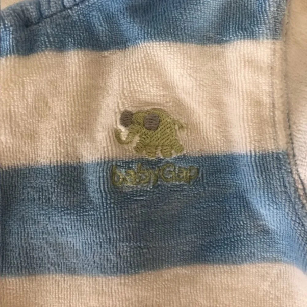 BABY GAP Velour Blue White Stripe Long Sleeve Pocket One Piece 3-6 Mos